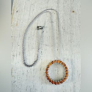 Sterling Citrine Circle Necklace